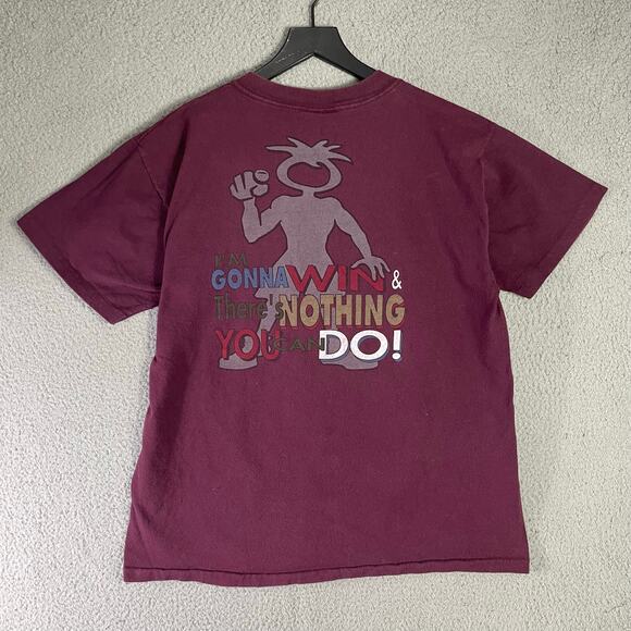Vintage 90s CHUMP Graphic Tee Maroon Cotton "I'm‎ Gonna Win" Made in USA Size L - Picture 1 of 9